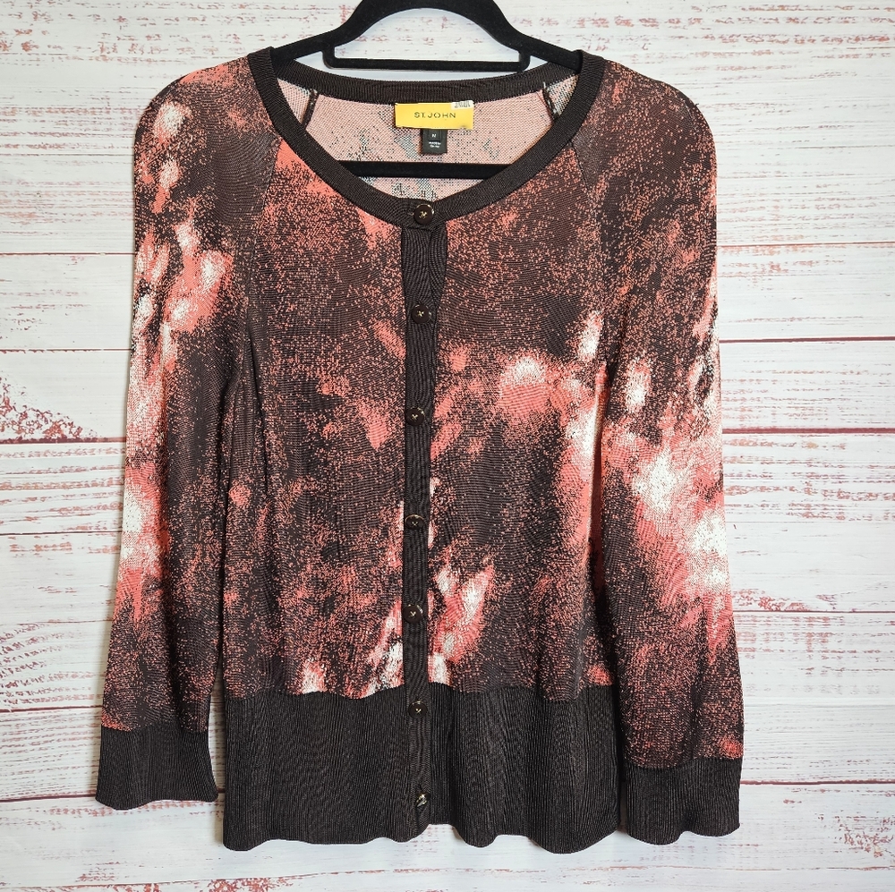 St. John button up print cardigan
